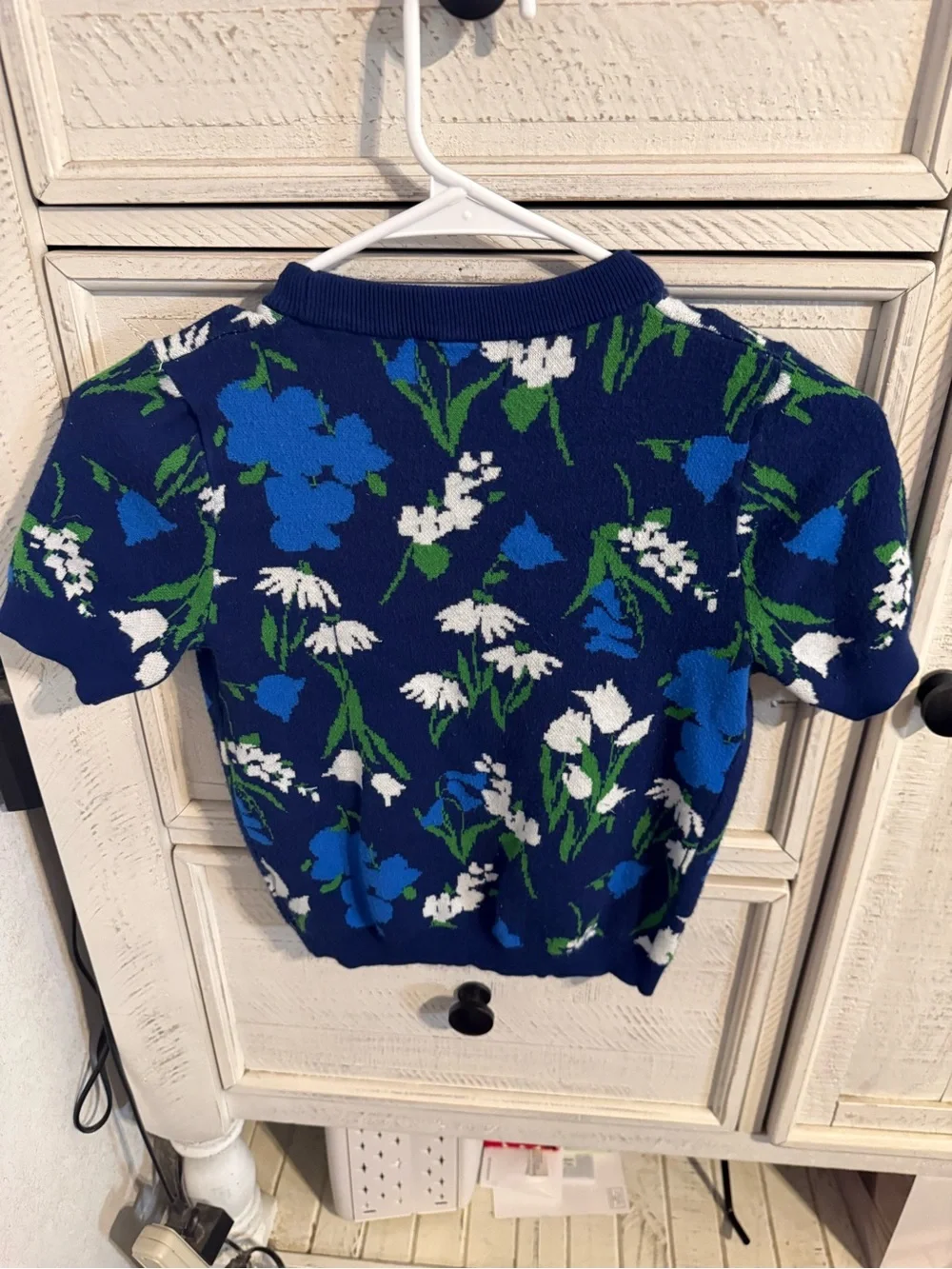 kate spade Blue Floral Short Sleeve Knit Top